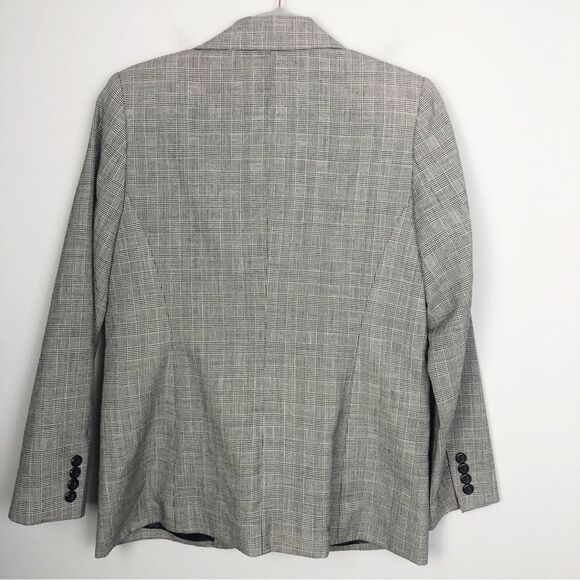 PENDLETON | Black & White Plaid Button Front Virgin Wool Blazer Women’s Size 8 - Picture 7 of 9
